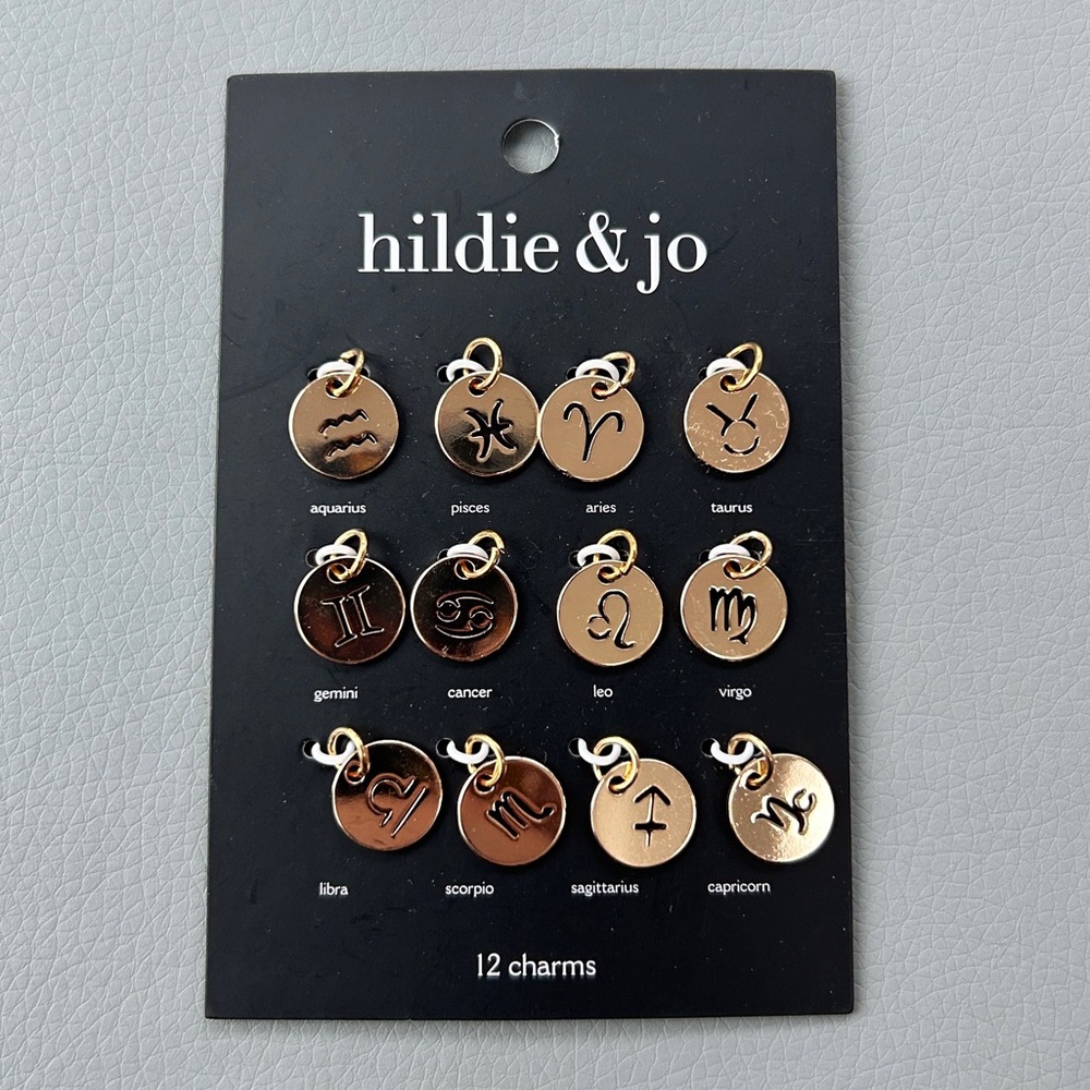 NWT - Hildie & Jo Zodiac Charm Set - Gold Tone